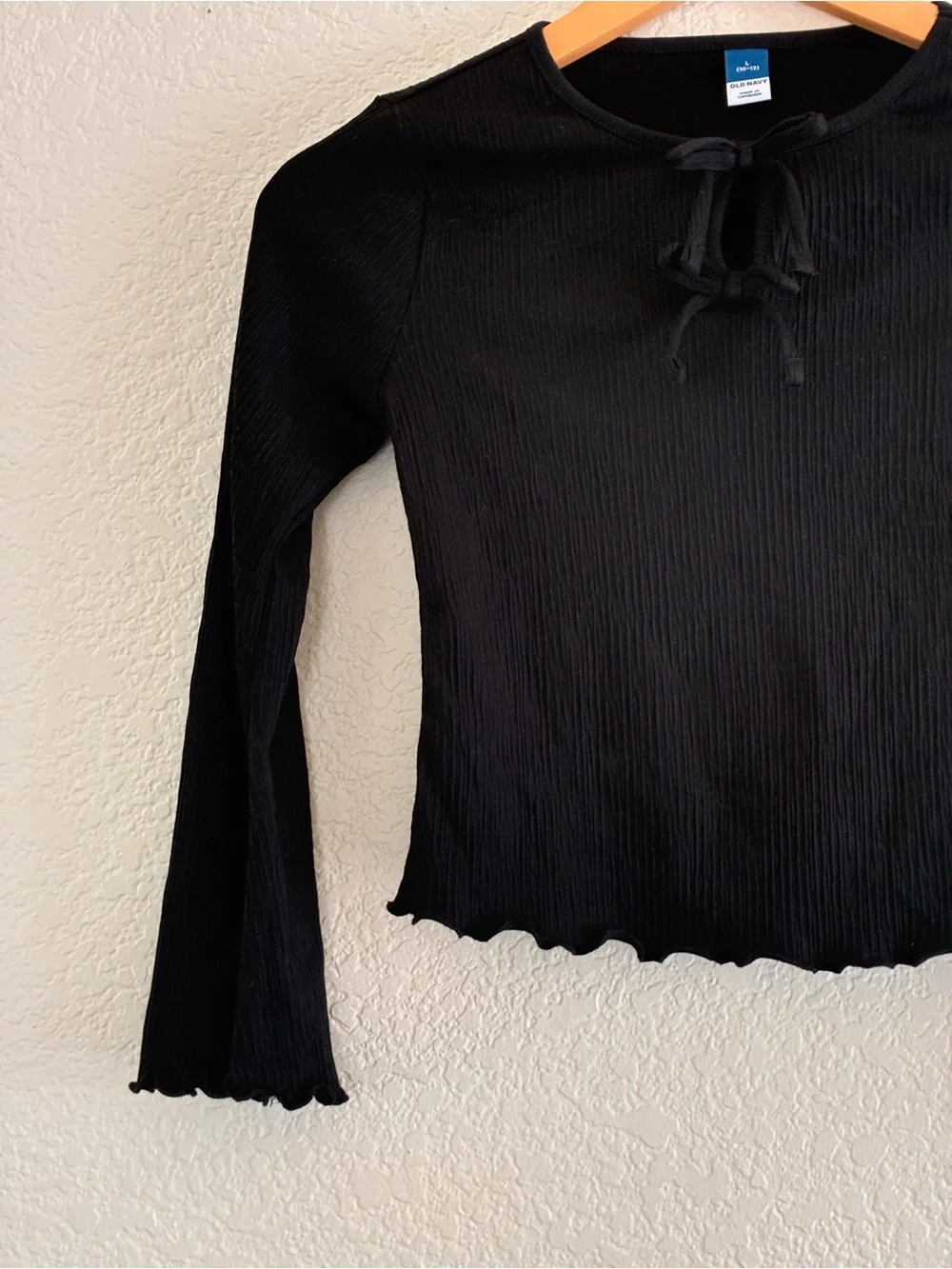 Old Navy | NWT Black rib knit flare sleeves cotton long sleeve tee size 10/12